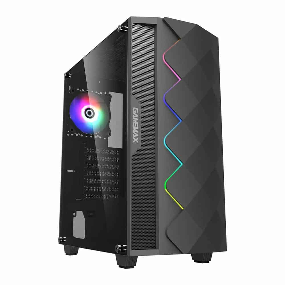 GameMax Diamond ARGB Black Mid Tower Tempered Glass PC Gaming Case